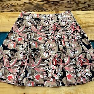 Christopher & Banks Black and Pink Pleated A-Line Skirt